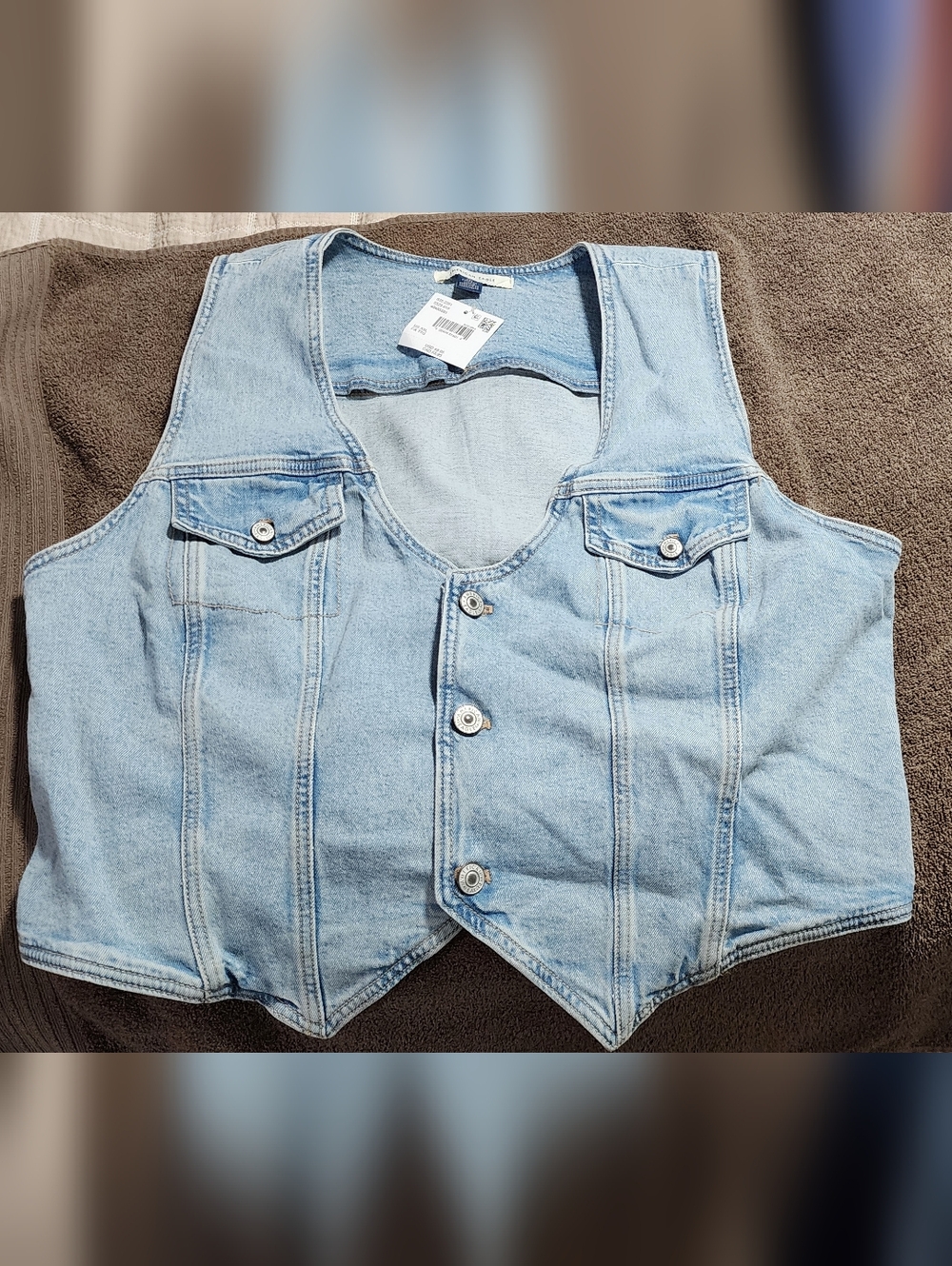 American Eagle Outfitters Light Blue Denim Vest - XXL